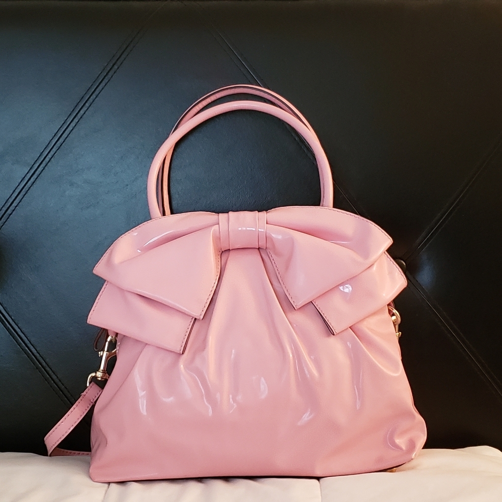 Valentino Lacca Bow Dome Satchel - Pink